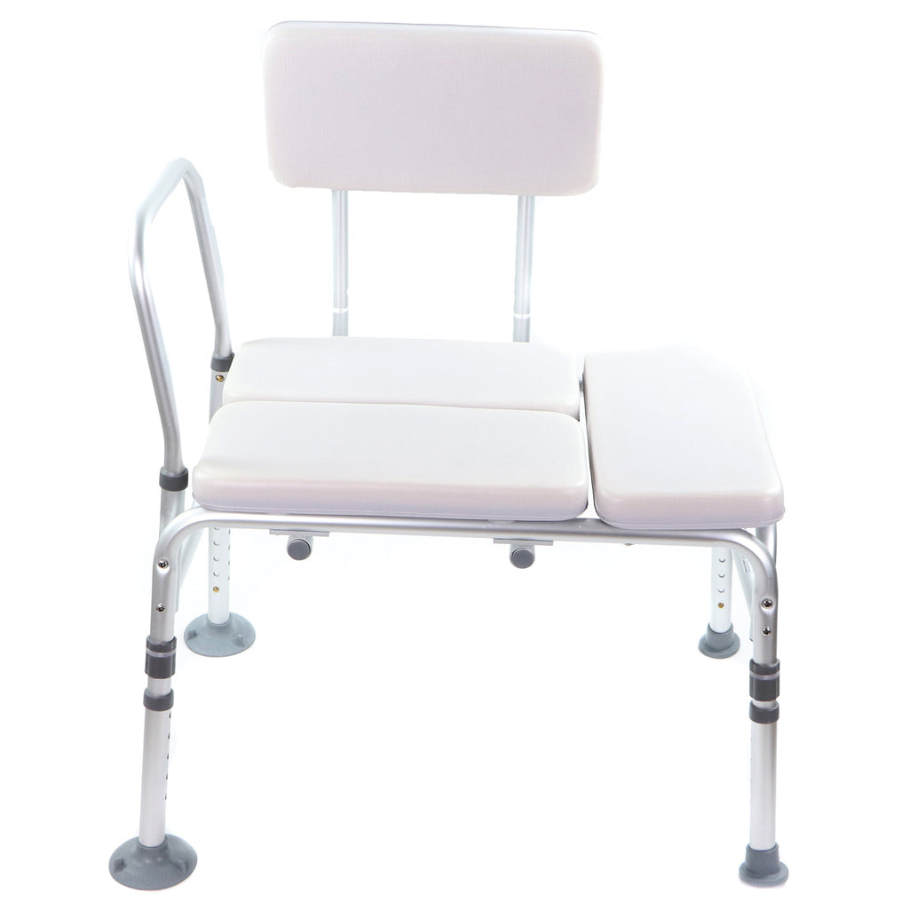 Banc de transfert pour baignoire coussiné blanc