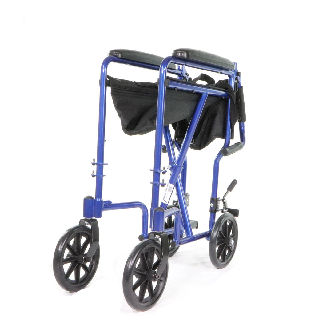 Fauteuil roulant de transport en position pliée